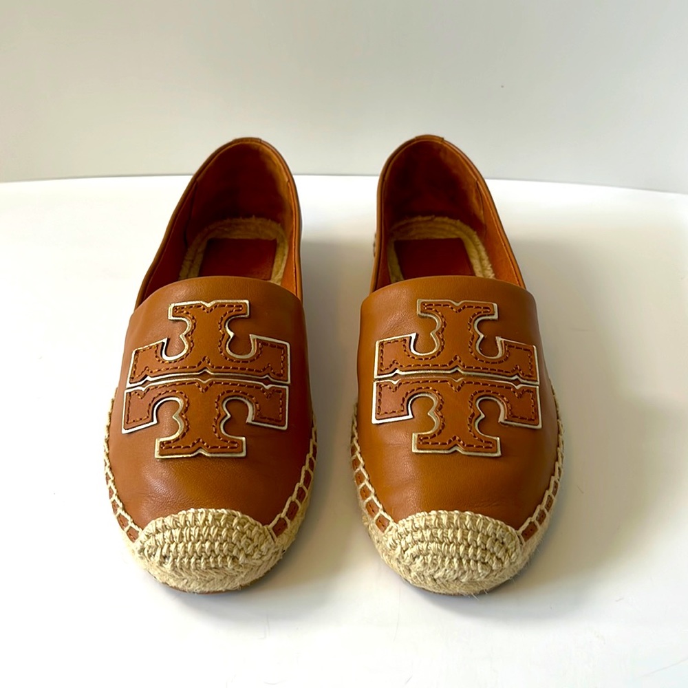 Tory Burch 'Ines' Leather Espadrilles, Tan Gold, size 7